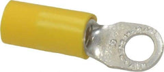 Thomas & Betts - 12-10 AWG Partially Insulated Crimp Connection D Shaped Ring Terminal - #10 Stud, 1.06" OAL x 0.31" Wide, Tin Plated Copper Contact - USA Tool & Supply