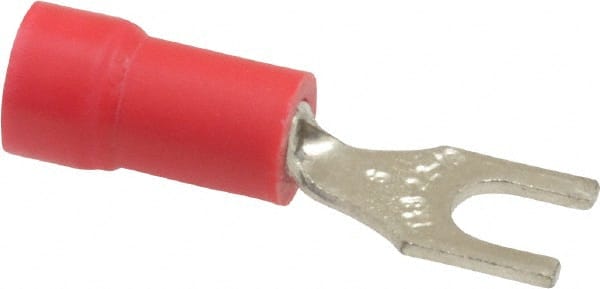 Thomas & Betts - #6 Stud, 22 to 16 AWG Compatible, Partially Insulated, Crimp Connection, Standard Fork Terminal - USA Tool & Supply