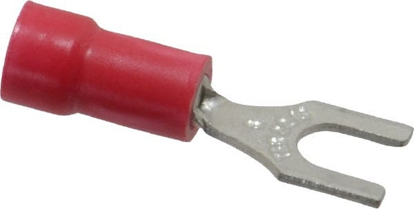 Thomas & Betts - #8 Stud, 22 to 16 AWG Compatible, Partially Insulated, Crimp Connection, Standard Fork Terminal - USA Tool & Supply