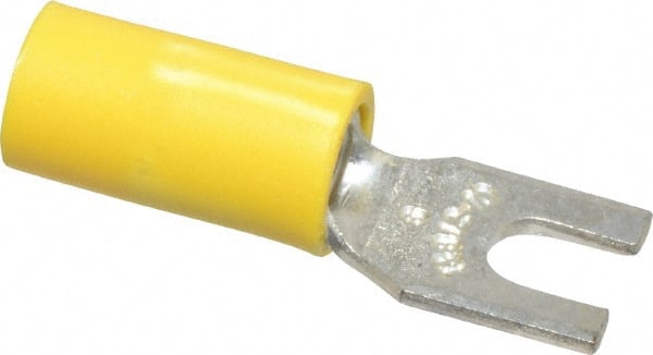 Thomas & Betts - #6 Stud, 12 to 10 AWG Compatible, Partially Insulated, Crimp Connection, Standard Fork Terminal - USA Tool & Supply