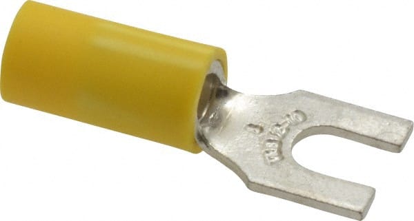 Thomas & Betts - #8 Stud, 12 to 10 AWG Compatible, Partially Insulated, Crimp Connection, Standard Fork Terminal - USA Tool & Supply