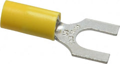 Thomas & Betts - 1/4" Stud, 12 to 10 AWG Compatible, Partially Insulated, Crimp Connection, Standard Fork Terminal - USA Tool & Supply
