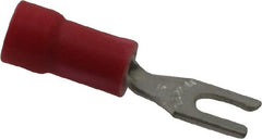 Thomas & Betts - #6 Stud, 22 to 16 AWG Compatible, Partially Insulated, Crimp Connection, Locking Fork Terminal - USA Tool & Supply