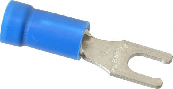 Thomas & Betts - #6 Stud, 18 to 14 AWG Compatible, Partially Insulated, Crimp Connection, Locking Fork Terminal - USA Tool & Supply