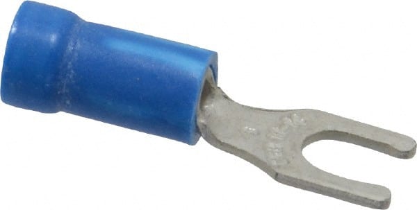 Thomas & Betts - #8 Stud, 18 to 14 AWG Compatible, Partially Insulated, Crimp Connection, Locking Fork Terminal - USA Tool & Supply
