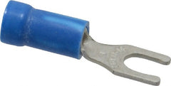 Thomas & Betts - #8 Stud, 18 to 14 AWG Compatible, Partially Insulated, Crimp Connection, Locking Fork Terminal - USA Tool & Supply