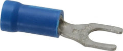 Thomas & Betts - #10 Stud, 18 to 14 AWG Compatible, Partially Insulated, Crimp Connection, Locking Fork Terminal - USA Tool & Supply