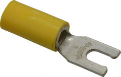 Thomas & Betts - #6 Stud, 12 to 10 AWG Compatible, Partially Insulated, Crimp Connection, Locking Fork Terminal - USA Tool & Supply