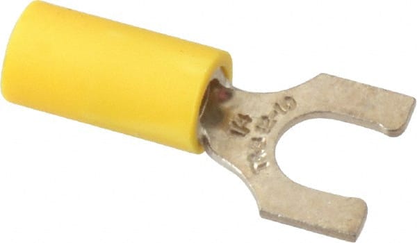 Thomas & Betts - 1/4" Stud, 12 to 10 AWG Compatible, Partially Insulated, Crimp Connection, Locking Fork Terminal - USA Tool & Supply
