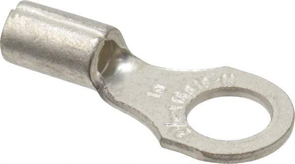 Thomas & Betts - 18-14 AWG Noninsulated Crimp Connection D Shaped Ring Terminal - #10 Stud, 3/4" OAL x 0.31" Wide, Tin Plated Copper Contact - USA Tool & Supply