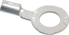 Thomas & Betts - 18-14 AWG Noninsulated Crimp Connection D Shaped Ring Terminal - 1/4" Stud, 0.93" OAL x 1/2" Wide, Tin Plated Copper Contact - USA Tool & Supply