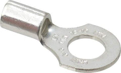 Thomas & Betts - 12-10 AWG Noninsulated Crimp Connection D Shaped Ring Terminal - 1/4" Stud, 0.91" OAL x 1/2" Wide, Tin Plated Copper Contact - USA Tool & Supply