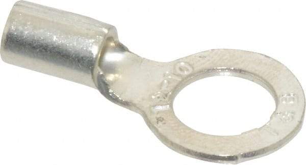 Thomas & Betts - 12-10 AWG Noninsulated Crimp Connection D Shaped Ring Terminal - 5/16" Stud, 0.98" OAL x 1/2" Wide, Tin Plated Copper Contact - USA Tool & Supply