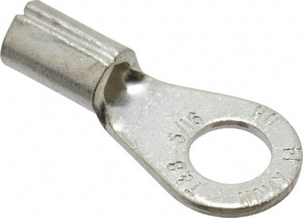 Thomas & Betts - 8 AWG Noninsulated Crimp Connection Circular Ring Terminal - 5/16" Stud, 1.32" OAL x 0.59" Wide, Tin Plated Copper Contact - USA Tool & Supply