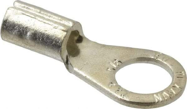 Thomas & Betts - 8 AWG Noninsulated Crimp Connection Circular Ring Terminal - 3/8" Stud, 1.32" OAL x 0.59" Wide, Tin Plated Copper Contact - USA Tool & Supply