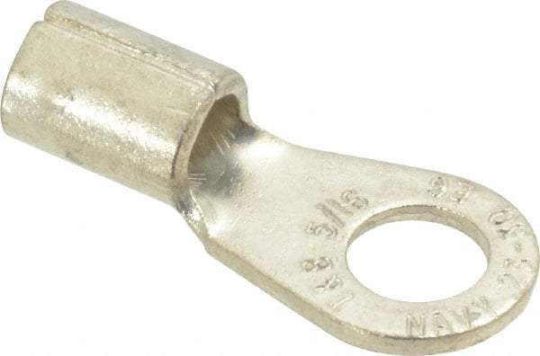 Thomas & Betts - 6 AWG Noninsulated Crimp Connection Circular Ring Terminal - 5/16" Stud, 1.32" OAL x 0.6" Wide, Tin Plated Copper Contact - USA Tool & Supply