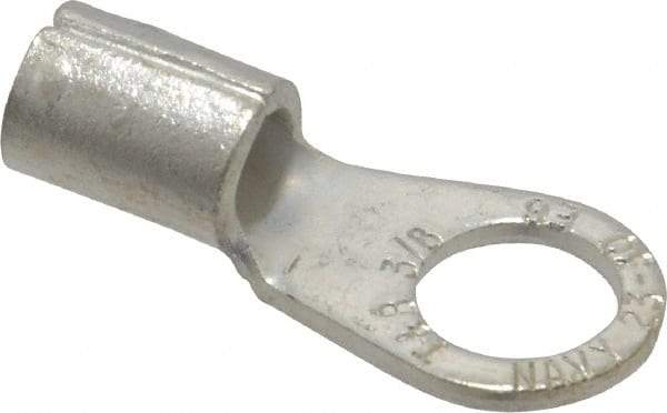 Thomas & Betts - 6 AWG Noninsulated Crimp Connection Circular Ring Terminal - 3/8" Stud, 1.32" OAL x 0.6" Wide, Tin Plated Copper Contact - USA Tool & Supply