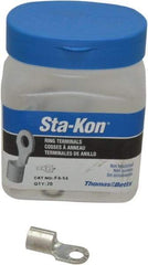 Thomas & Betts - 4 AWG Noninsulated Crimp Connection Circular Ring Terminal - 1/4" Stud, 1.16" OAL x 0.48" Wide, Tin Plated Copper Contact - USA Tool & Supply