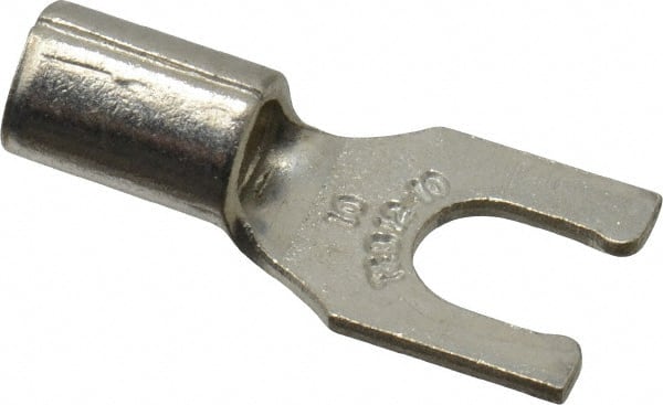 Thomas & Betts - #10 Stud, 12 to 10 AWG Compatible, Noninsulated, Crimp Connection, Locking Fork Terminal - USA Tool & Supply