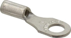 Thomas & Betts - 22-16 AWG Noninsulated Crimp Connection D Shaped Ring Terminal - #6 Stud, 0.72" OAL x 1/4" Wide, Tin Plated Copper Contact - USA Tool & Supply