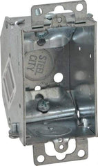 Thomas & Betts - 1 Gang, (5) 1/2" Knockouts, Steel Rectangle Switch Box - 3" Overall Height x 2" Overall Width x 2-1/4" Overall Depth - USA Tool & Supply