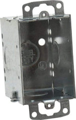 Thomas & Betts - 1 Gang, (5) 1/2" Knockouts, Steel Rectangle Switch Box - 3" Overall Height x 2" Overall Width x 2-3/4" Overall Depth - USA Tool & Supply