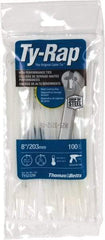 Thomas & Betts - 8" Long Natural (Color) Nylon Standard Cable Tie - 18 Lb Tensile Strength, 50.8mm Max Bundle Diam - USA Tool & Supply