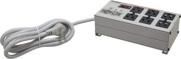 Tripp-Lite - 6 Outlets, 120 Volts, 15 Amps, 6' Cord, Power Outlet Strip - Free Hanging, Keyhole Mount, 1-15P NEMA Configuration, 9" Strip - USA Tool & Supply