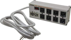 Tripp-Lite - 8 Outlets, 120 Volts, 15 Amps, 12' Cord, Power Outlet Strip - Free Hanging, Keyhole Mount, 1-15P NEMA Configuration, 11-1/2" Strip - USA Tool & Supply