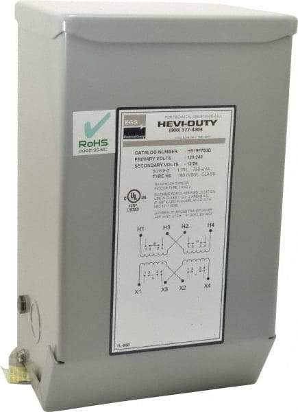 Sola/Hevi-Duty - 120/240 Input Volt, 12/24 Output Volt, 60 Hz, Buck Boost Transformer - 1 Phase, 6 Inch Wide x 5 Inch Deep x 10 Inch High, cULus Listed E77014 - USA Tool & Supply