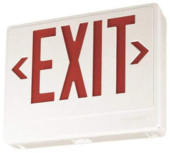 Lithonia Lighting - 1 Face, White, Thermoplastic, LED, Illuminated Exit Sign - 120/277 VAC, Nickel Cadmium, Universal Mounted, 11-3/4 Inch Long x 2 Inch Wide x 7-5/8 Inch High - USA Tool & Supply