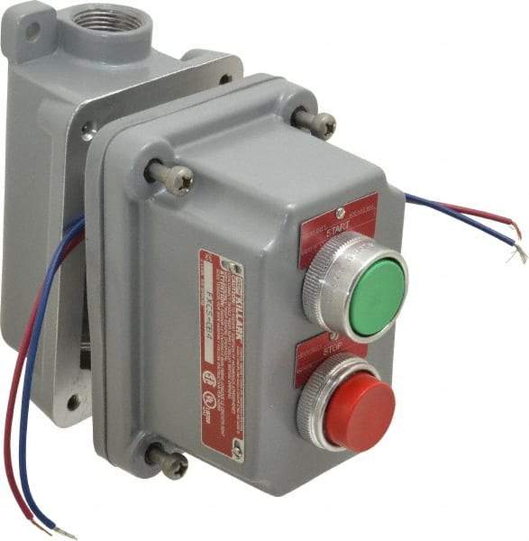 Hubbell Killark - 2 Operator, Mushroom Head Control Station - Start-Stop (Legend), Momentary Switch, NO/NC Contact, NEMA 3, 7, 9 - USA Tool & Supply