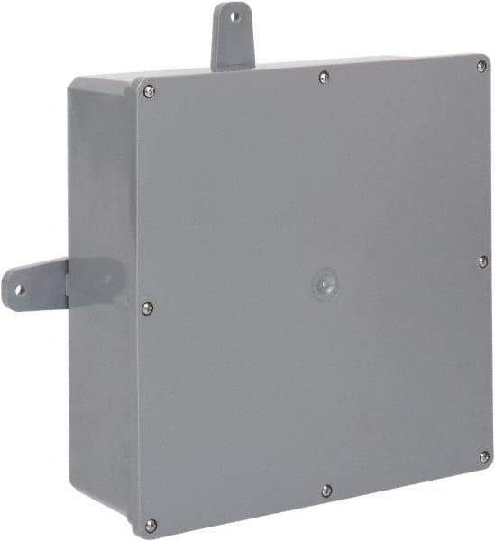 Thomas & Betts - Thermoplastic Junction Box Enclosure Screw Flat Cover - NEMA 4, 4X, 12" Wide x 12" High x 4" Deep, Corrosion Resistant - USA Tool & Supply