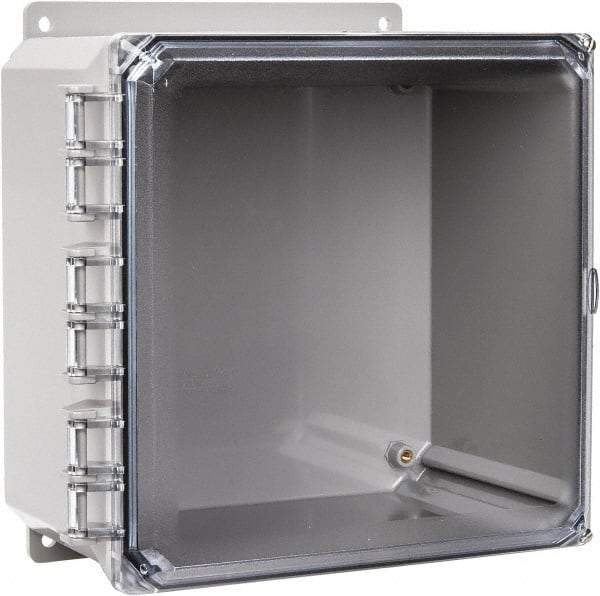 Thomas & Betts - Polycarbonate Standard Enclosure Hinge Flat Cover - NEMA 1, 2, 3, 4, 12, 3S, 3SX, 3X, 4X, 10" Wide x 10" High x 6" Deep, Impact Resistant - USA Tool & Supply