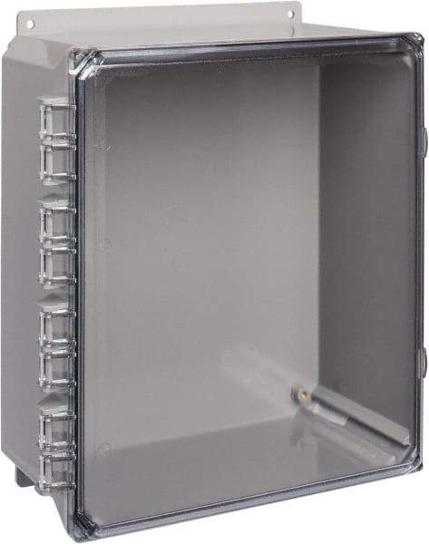 Thomas & Betts - Polycarbonate Standard Enclosure Hinge Flat Cover - NEMA 1, 2, 3, 4, 12, 3S, 3SX, 3X, 4X, 12" Wide x 14" High x 6" Deep, Impact Resistant - USA Tool & Supply