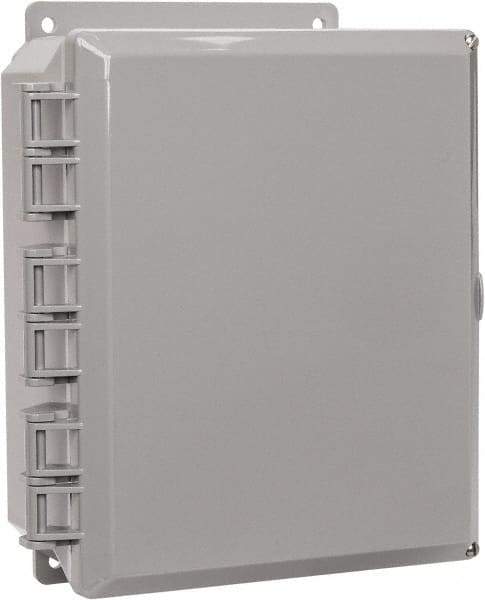 Thomas & Betts - Polycarbonate Standard Enclosure Hinge Flat Cover - NEMA 1, 2, 3, 4, 12, 3S, 3SX, 3X, 4X, 8" Wide x 10" High x 4" Deep, Impact Resistant - USA Tool & Supply