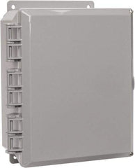 Thomas & Betts - Polycarbonate Standard Enclosure Hinge Flat Cover - NEMA 1, 2, 3, 4, 12, 3S, 3SX, 3X, 4X, 8" Wide x 10" High x 4" Deep, Impact Resistant - USA Tool & Supply