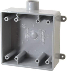 Thomas & Betts - 2 Gang, (1) 1/2" Knockout, PVC Rectangle Switch Box - 117.35mm Overall Height x 142.24mm Overall Width x 50.29mm Overall Depth, Weather Resistant - USA Tool & Supply