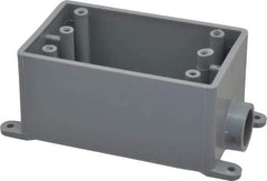 Thomas & Betts - 1 Gang, (1) 1/2" Knockout, PVC Rectangle Junction Box - 144.78mm Overall Height x 71.1mm Overall Width x 61.5mm Overall Depth, Weather Resistant - USA Tool & Supply