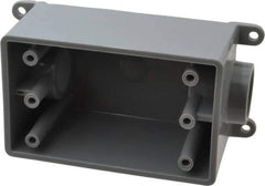 Thomas & Betts - 1 Gang, (2) 3/4" Knockouts, PVC Rectangle Junction Box - 144.78mm Overall Height x 71.1mm Overall Width x 61.5mm Overall Depth, Weather Resistant - USA Tool & Supply