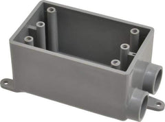 Thomas & Betts - 1 Gang, (2) 1/2" Knockouts, PVC Rectangle Junction Box - 115.3mm Overall Height x 98.4mm Overall Width x 61.5mm Overall Depth, Weather Resistant - USA Tool & Supply