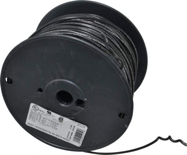 Southwire - 16 AWG, 26 Strand, Black Machine Tool Wire - PVC, Acid, Moisture and Oil Resistant, 500 Ft. Long - USA Tool & Supply