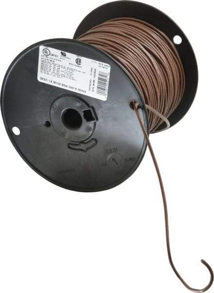 Southwire - 14 AWG, 41 Strand, Brown Machine Tool Wire - PVC, Acid, Moisture and Oil Resistant, 500 Ft. Long - USA Tool & Supply