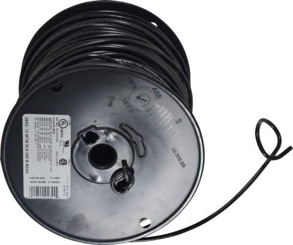 Southwire - 12 AWG, 65 Strand, Black Machine Tool Wire - PVC, Acid, Moisture and Oil Resistant, 500 Ft. Long - USA Tool & Supply