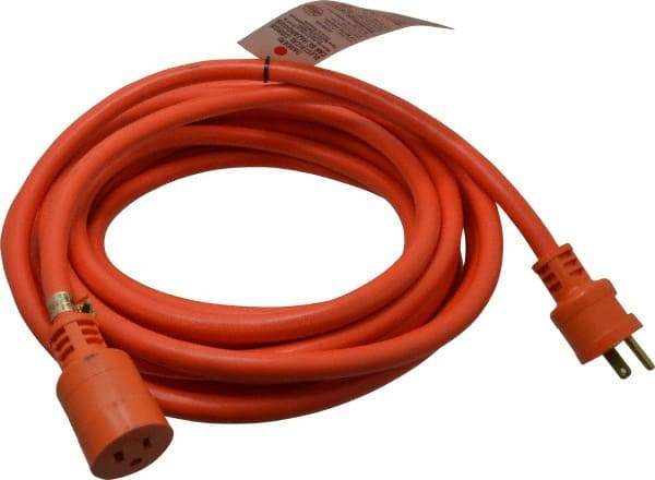 Southwire - 25', 14/3 Gauge/Conductors, Black Indoor & Outdoor Extension Cord - 1 Receptacle, 15 Amps, 125 VAC, UL SJTOW, NEMA 5-15P, 5-15R - USA Tool & Supply
