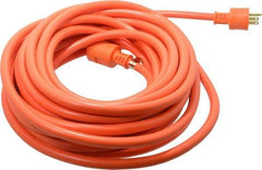 Southwire - 50', 14/3 Gauge/Conductors, Multicolor Indoor & Outdoor Extension Cord - 1 Receptacle, 15 Amps, 125 VAC, UL SJTOW, NEMA 5-15P, 5-15R - USA Tool & Supply