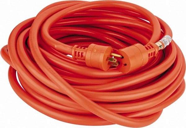 Southwire - 50', 12/3 Gauge/Conductors, Orange Indoor & Outdoor Extension Cord - 1 Receptacle, 15 Amps, 125 VAC, UL STW, NEMA 5-15P, 5-15R - USA Tool & Supply