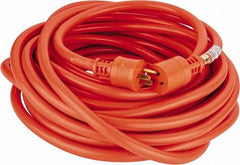Southwire - 50', 12/3 Gauge/Conductors, Orange Indoor & Outdoor Extension Cord - 1 Receptacle, 15 Amps, 125 VAC, UL STW, NEMA 5-15P, 5-15R - USA Tool & Supply