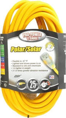 Southwire - 25', 12/3 Gauge/Conductors, Yellow Outdoor Extension Cord - 1 Receptacle, 15 Amps, 125 VAC, UL SJEOOW, NEMA 5-15P, 5-15R - USA Tool & Supply
