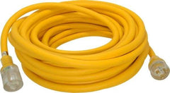 Southwire - 50', 10/3 Gauge/Conductors, Yellow Outdoor Extension Cord - 1 Receptacle, 15 Amps, 125 VAC, UL SJEOOW, NEMA 5-15P, 5-15R - USA Tool & Supply